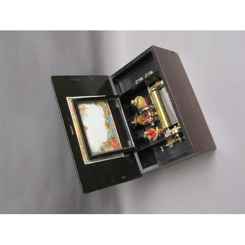 33 - A late 19c Swiss music box retailed by Julio Musques of Montevideo.  The 16cm long barrel has a comb... 