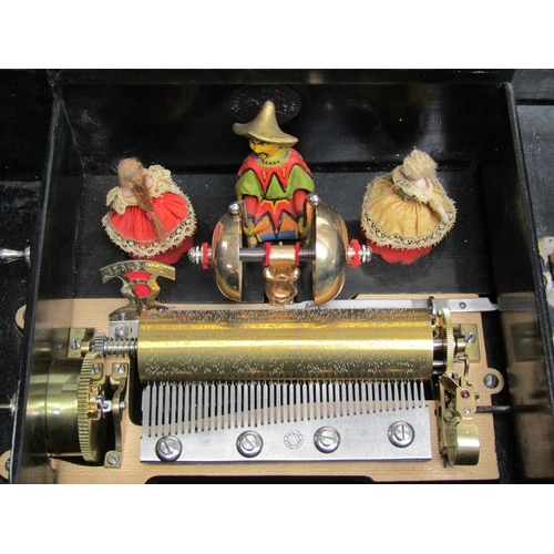 33 - A late 19c Swiss music box retailed by Julio Musques of Montevideo.  The 16cm long barrel has a comb... 