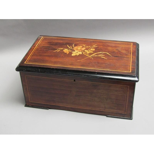 34 - A late 19c Swiss music box playing six airs on a 15.5cm long plated barrel with a fifty one tooth co... 