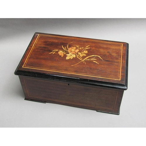 34 - A late 19c Swiss music box playing six airs on a 15.5cm long plated barrel with a fifty one tooth co... 