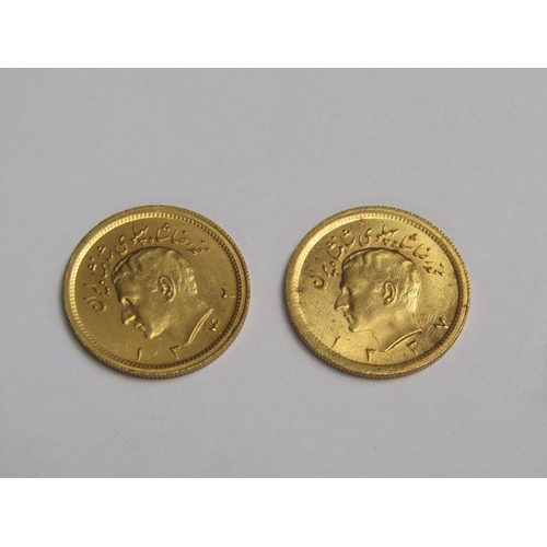 118 - Two Iranian 1 Pahlavi gold coins.