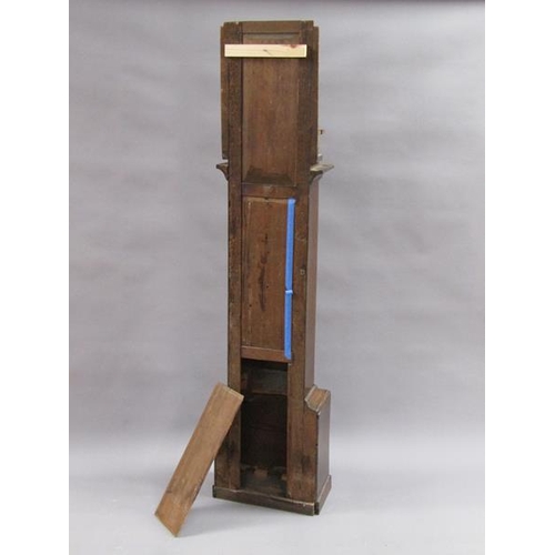 30 - A late 18c eighty hour longcase clock with unsigned 30cm square brass dial with Roman numerals, fema... 