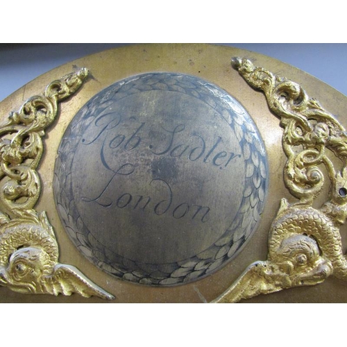 31 - An early 18c eight day longcase clock, 30cm arched brass dial signed Robert Sadler, London and havin... 