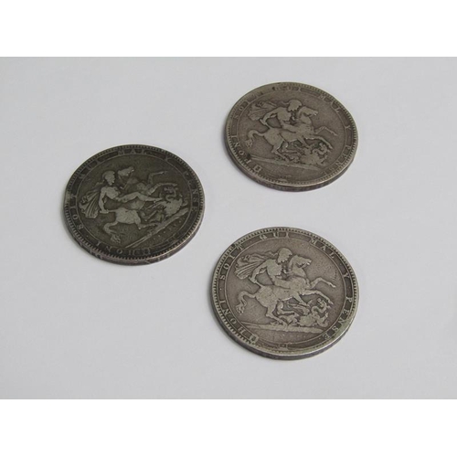 83 - Three 1819 George III silver crowns, used.