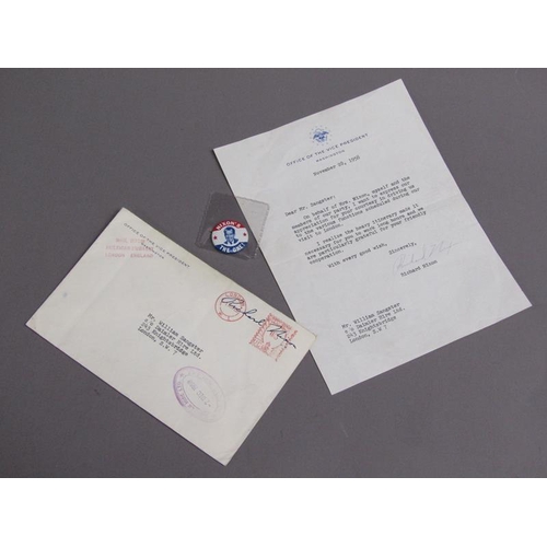 1 - A letter from the office of the Vice President Washington, November 28th 1958, directed to a Mr Sang... 