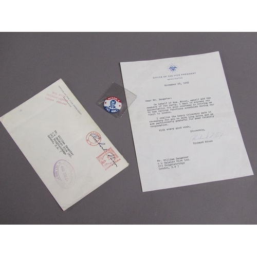 1 - A letter from the office of the Vice President Washington, November 28th 1958, directed to a Mr Sang... 