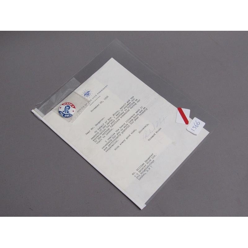 1 - A letter from the office of the Vice President Washington, November 28th 1958, directed to a Mr Sang... 