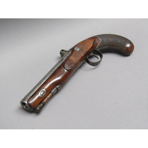 24 - An English flintlock pistol with 6.25in barrel engraved Harcourt, Ipswich, stock marked Harcourt.  W... 