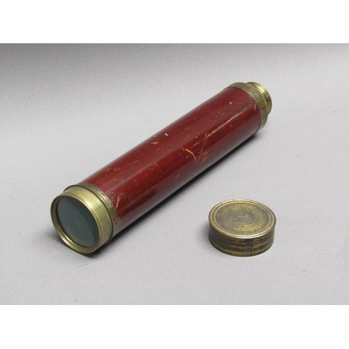 37 - A 19c brass telescope by Harris & Son of London, with a three drawer brass tube within mahogany case... 