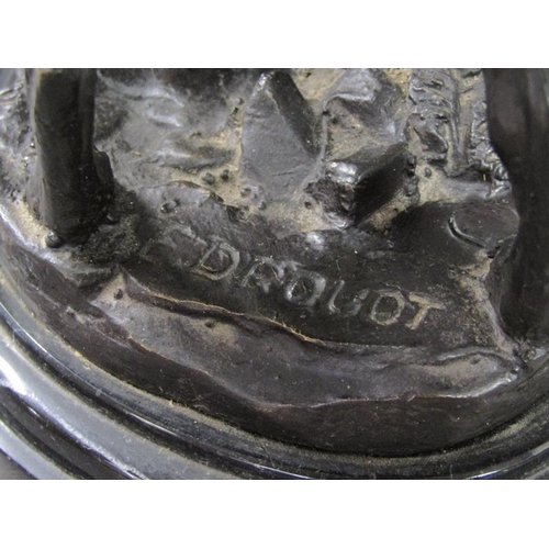 43 - A pair of late 19c black patinated metal gun dog book ends, the pointer dogs on rocky bases with imp... 