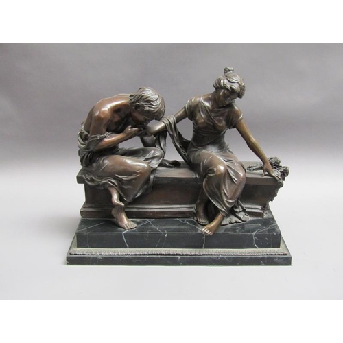 49 - A 19c French bronze figure group inscribed 'After the original Claudion' with French seal of bronze ... 