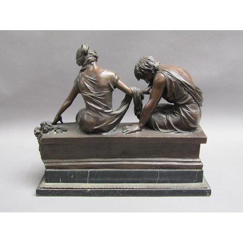 49 - A 19c French bronze figure group inscribed 'After the original Claudion' with French seal of bronze ... 