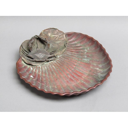 51 - A Gorham & Co. crab and shell dish, the dish of red patination, the crab and leaves of naturalistic ... 