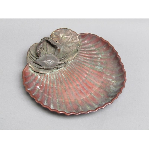 51 - A Gorham & Co. crab and shell dish, the dish of red patination, the crab and leaves of naturalistic ... 
