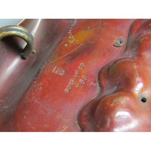 51 - A Gorham & Co. crab and shell dish, the dish of red patination, the crab and leaves of naturalistic ... 