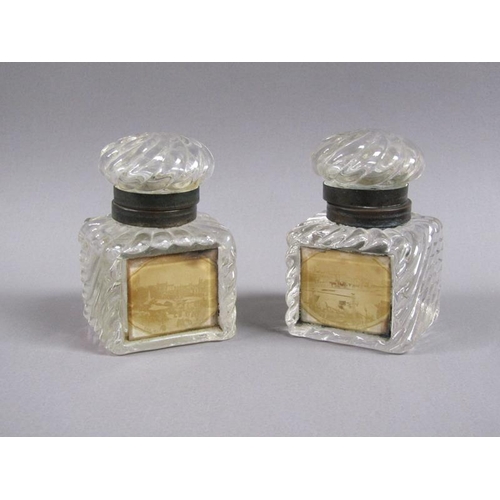 59 - A Victorian burr walnut two bottle inkstand with pen tray and a stationery box fitted and with hinge... 