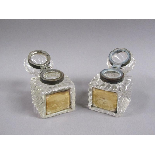 59 - A Victorian burr walnut two bottle inkstand with pen tray and a stationery box fitted and with hinge... 