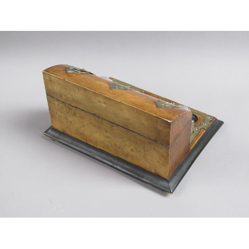 59 - A Victorian burr walnut two bottle inkstand with pen tray and a stationery box fitted and with hinge... 