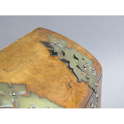 59 - A Victorian burr walnut two bottle inkstand with pen tray and a stationery box fitted and with hinge... 