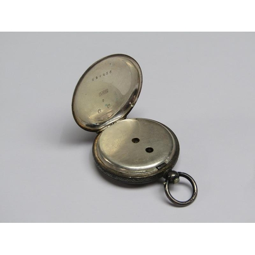 75 - A late 19c Swiss lady's keywind fob watch in Continental silver case with engraved back and saides. ... 