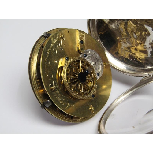 76 - An early 19c French pocket watch signed Girardier L'aine, the fusee movement having a verge escapeme... 