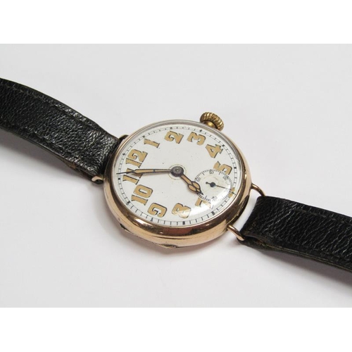 79 - An early Rolex wristwatch, the 9ct gold case hallmarked for 1916.  The fifteen jewel movement has a ... 