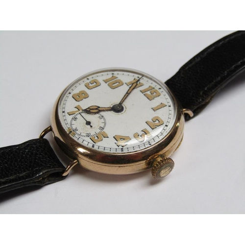 79 - An early Rolex wristwatch, the 9ct gold case hallmarked for 1916.  The fifteen jewel movement has a ... 
