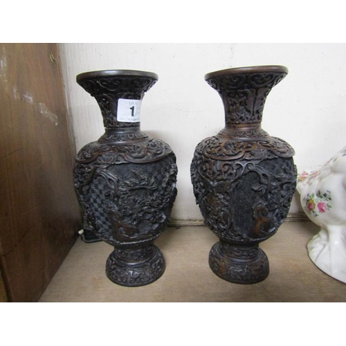 1 - PAIR OF ORIENTAL  VASES