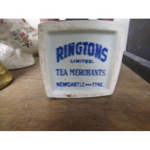 4 - RINGTONS IRONSTONE JUG AND TEA CANISTER