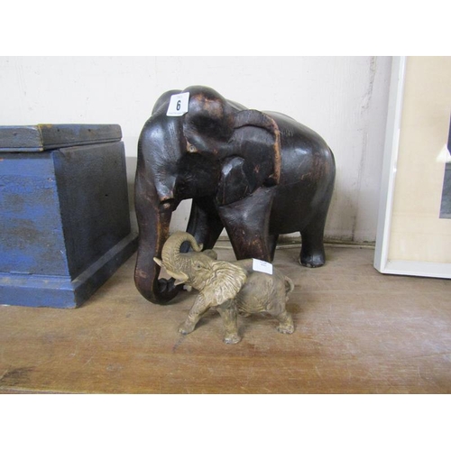 6 - CARVED WOODEN ELEPHANT AND ONE OTHER