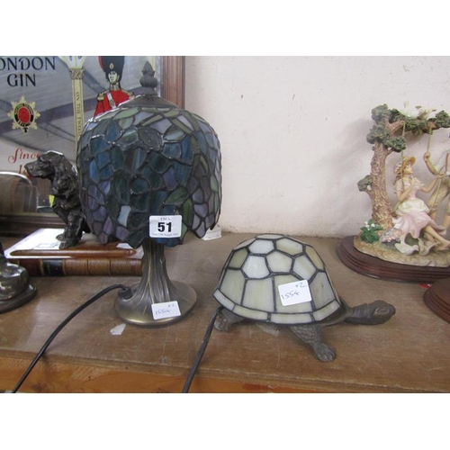 51 - TIFFANY STYLE LAMP AND ONE TORTOISE LAMP