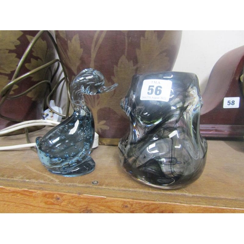 56 - WHITEFRIARS DILLY DUCK PAPERWEIGHT AND ONE VASE