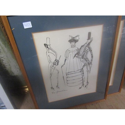 155 - SET OF LARGE FRAMED FRENCH LIMITED EDITION PRINTS, SIGNED IN PENCIL