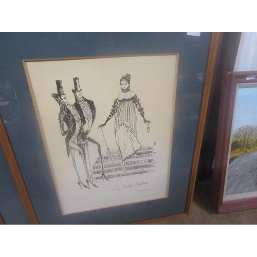 155 - SET OF LARGE FRAMED FRENCH LIMITED EDITION PRINTS, SIGNED IN PENCIL