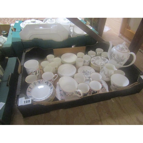 169 - BOX OF TEAWARES TO INCL WEDGWOOD ASHWOOD COFFEE SERVICE