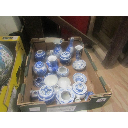 175 - BOX OF ORIENTAL B&W PORCELAIN