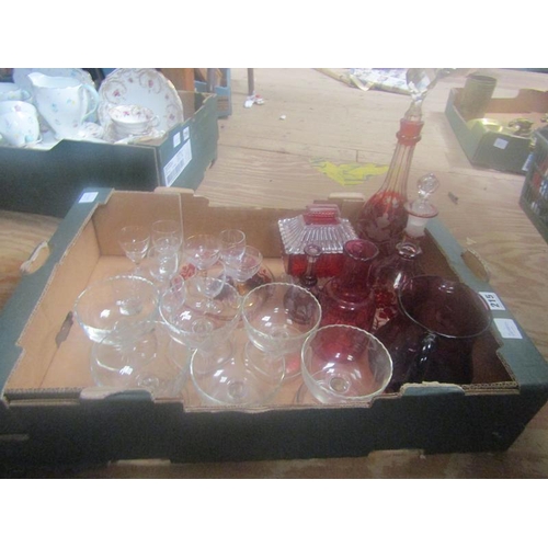 215 - BOX OF MIXED GLASSWARE TO INCL BOHEMIAN