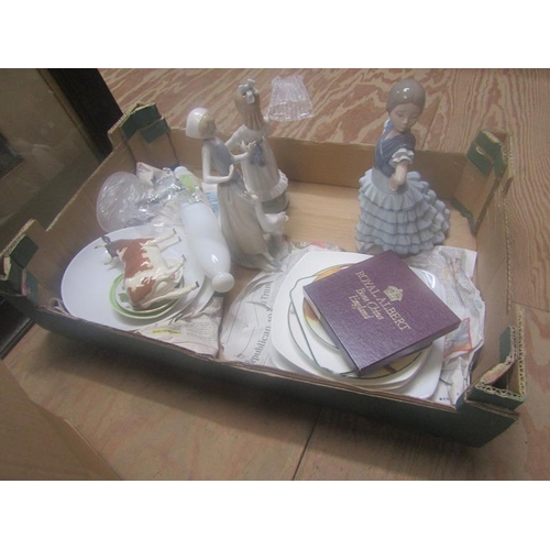 253 - BOX OF MIXED CERAMICS AND GLASSWARE TO INCL BESWICK COW