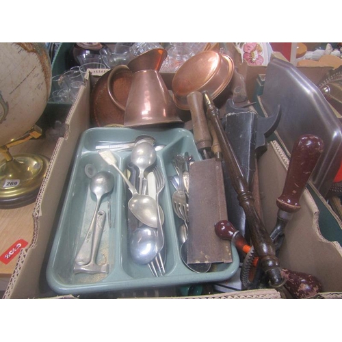 270 - BOX OF MIXED METALWARE - COPPER AND BRASS ETC