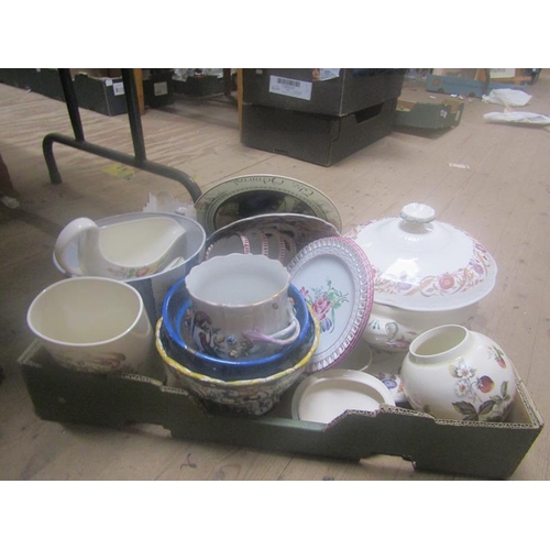 280 - BOX OF MIXED CERAMICS TO INCL TREEN, TOAST RACKS ETC