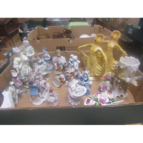 303 - BOX OF CONTINENTAL AND ENGLISH FIGURINES