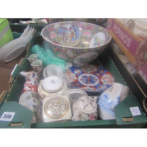 306 - BOX TO INCL ORIENTAL CHINA AND TEAWARES