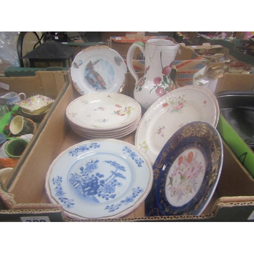 309 - BOX OF PLATES, JUG TO INCL CHINESE EXPORT