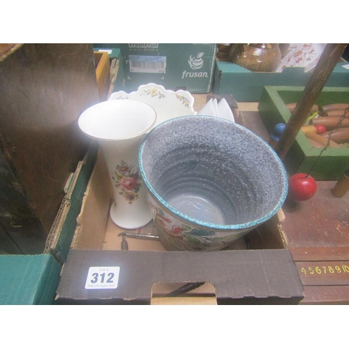 312 - BOX TO INCL NUT CRACK, ITALIAN JARDINIERE ETC