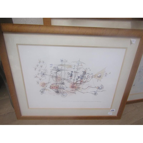 332 - TWO F/G LITHOGRAPHS - EMETT - FLYING MACHINES