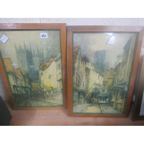 351 - PAIR OF FRAMED COLOURED PRINTS