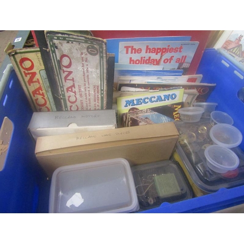 354 - BOX OF VINTAGE MECCANO AND MAGAZINES