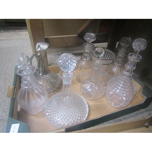 385 - CRYSTAL DECANTERS, CLARET JUG, ICE BUCKET