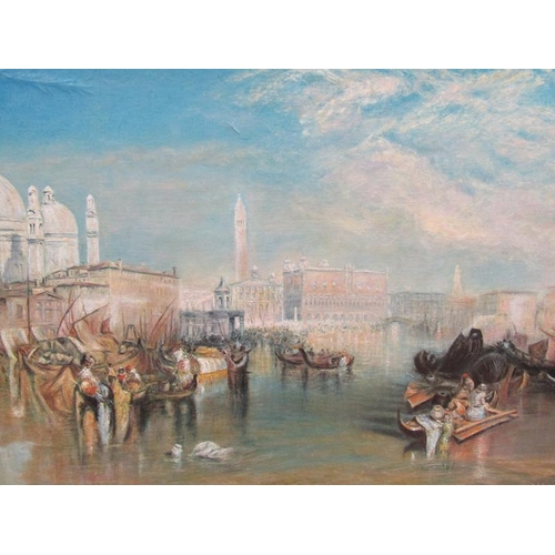 1205 - C IRONS, AFTER JMW TURNER - THE LAGOON, VENICE, OIL ON CANVAS, FRAMED, 49CM X 75CM