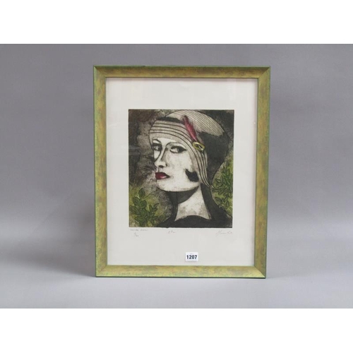 1207 - MARION CONTER? ELLEN - A VARIABLE EDITION PRINT 4/20, SIGNED, F/G, 30CM X 26CM